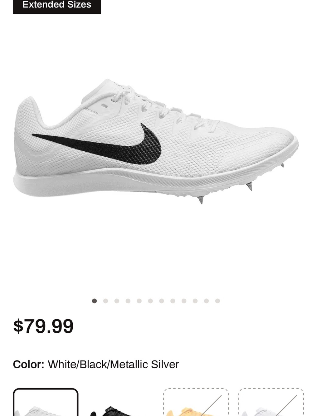 Nike Zoom Rival Sprint White Athletic Track & field spike shoes